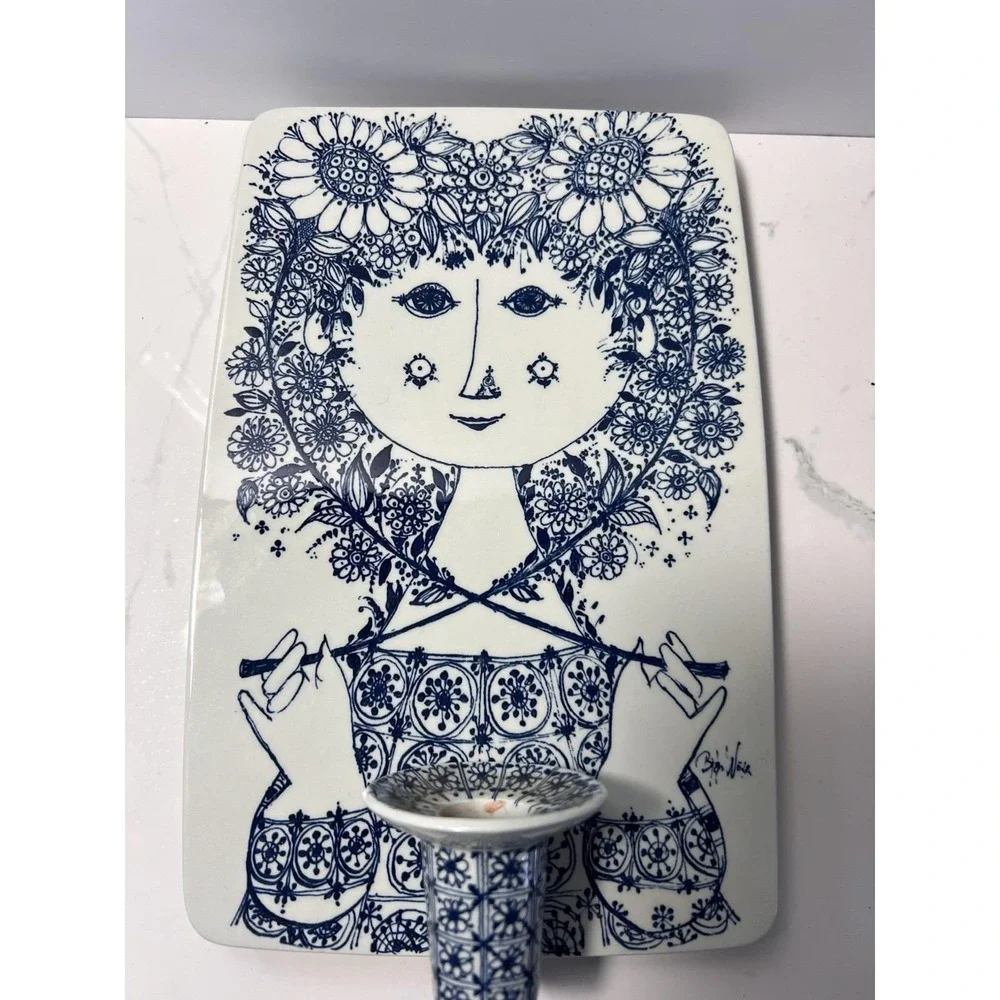 Bjorn Wiinblad Nymolle Denmark Porcelain Wall Candle Holder Sconce Signed